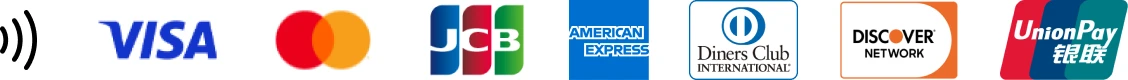 対応クレジットカード VISA・Mastercard・JCB・American Express・Diners Club・Discover・UnionPay